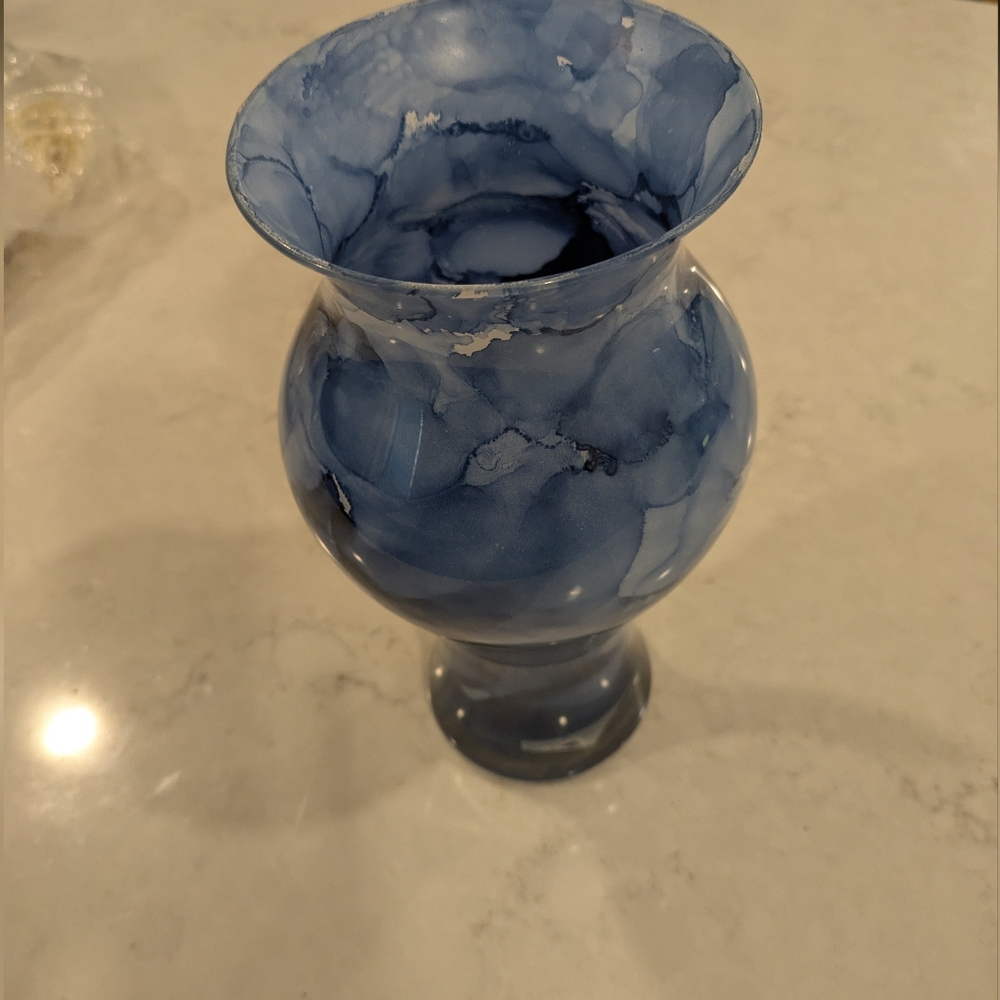 Vintage Curved Blue Vase 10" x 5"